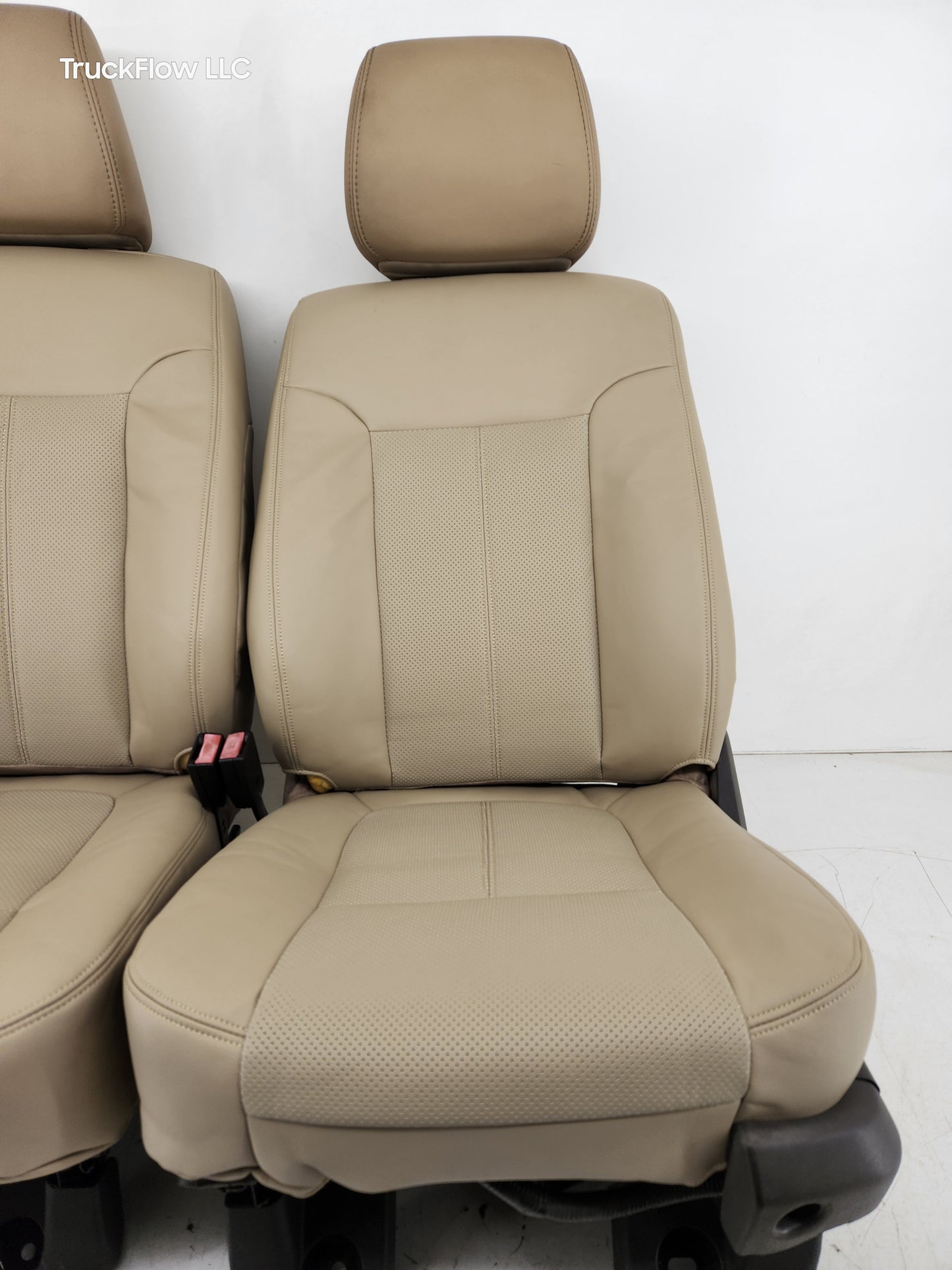 2011-2016 Ford F250 F350 F450 Lariat Front Bucket Seats Power Heated Cooled Tan (Adobe)
