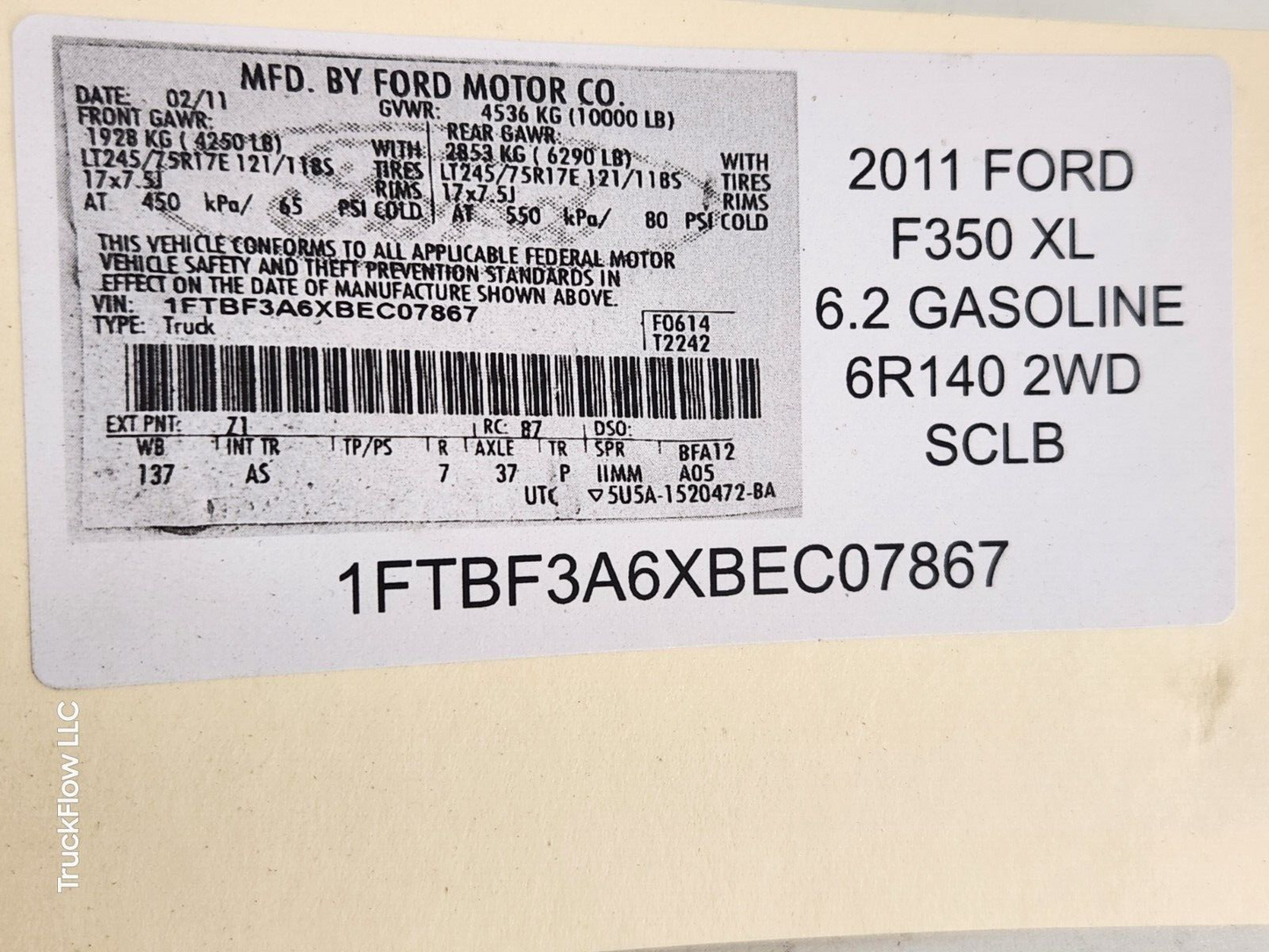 2011-2016 F250 F350 F450 F550 LH LEFT DRIVER UPPER B PILLAR TRIM PANEL USED OEM