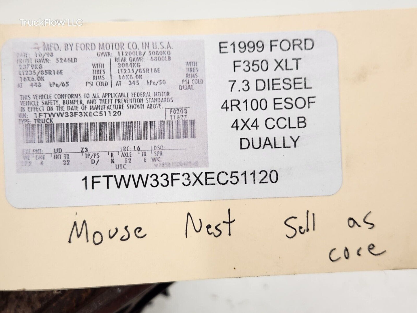 EARLY 1999 Ford F250 F350 F450 7.3 7.3L Powerstroke Garrett Turbo USED CORE OEM