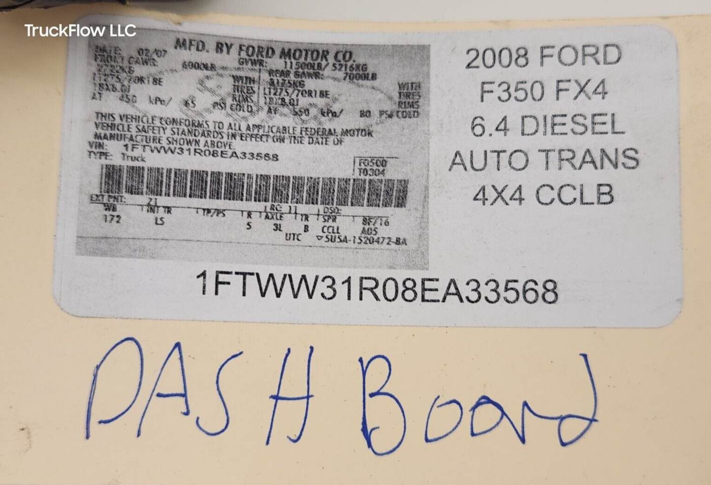 2008 Ford F250 F350 6.4 Diesel Auto Dash Dashboard Wiring Harness 8C3T-14401-EJ