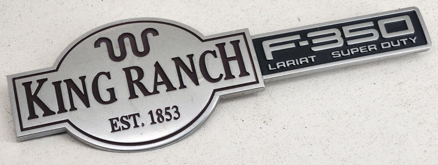 03-07 F350 Lariat Super Duty King Ranch Fender Tailgate Emblem OEM Factory Used