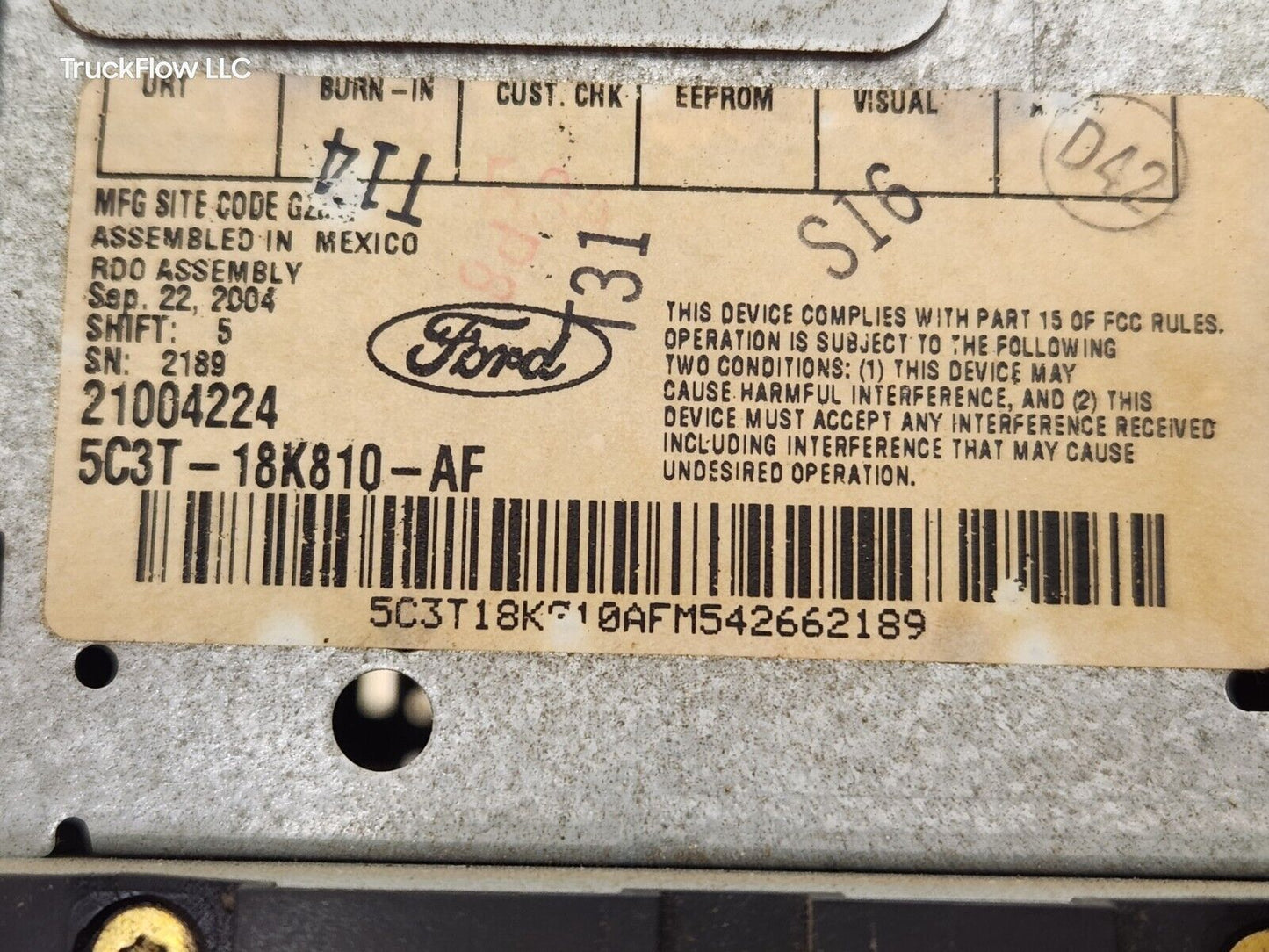 2005-2007 Ford F250 F350 AM/FM Radio NO CD PLAYER OEM 5C3T-18K810-AF
