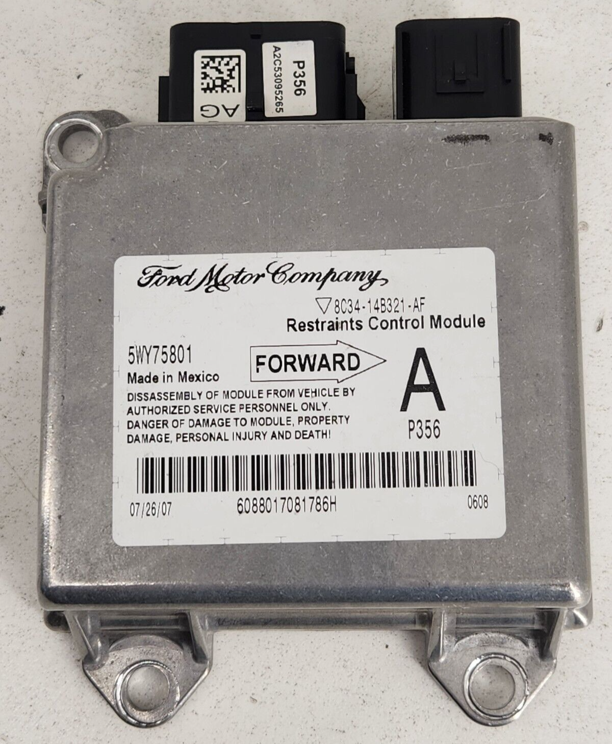 Ford Restraint Control Module 2008 - 2010 FORD F250 F350 Restraint Control Module 8C34-14B321-AF ...