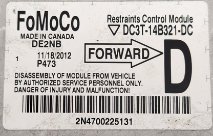 2011-2016 FORD F250 F350 F450 F550 Super Duty Restraints Control Module OEM #DC