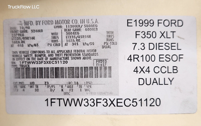 Early 1999 Ford F250 F350 7.3 7.3L XLT Dashboard Wiring Harness XC35-14401-MC